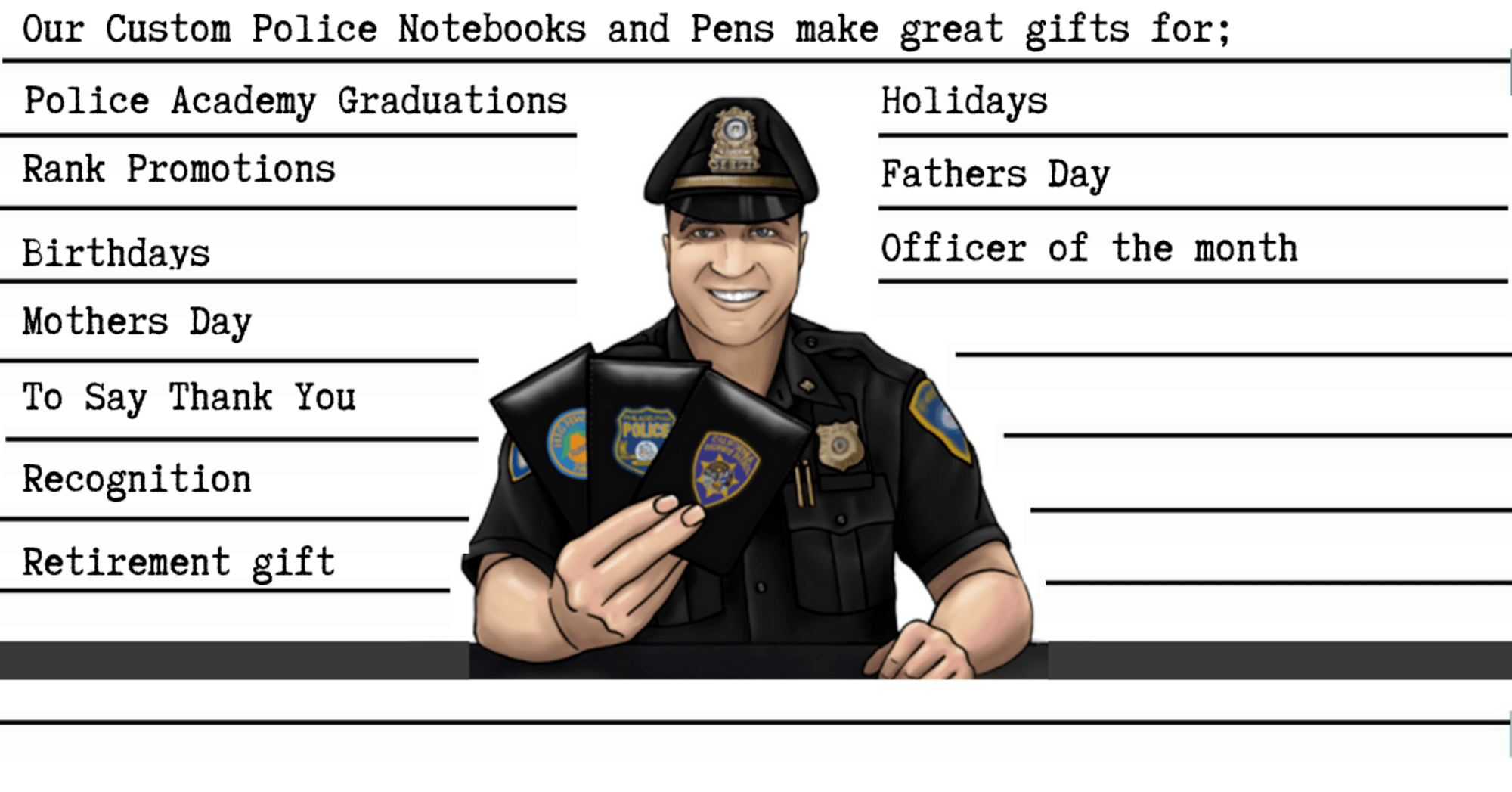 COPJOT Police Notebooks and Pens | Home Page Slider | Police Officer Gift | Cop notepad | Police Academy Graduation Gift | Police Gift for him