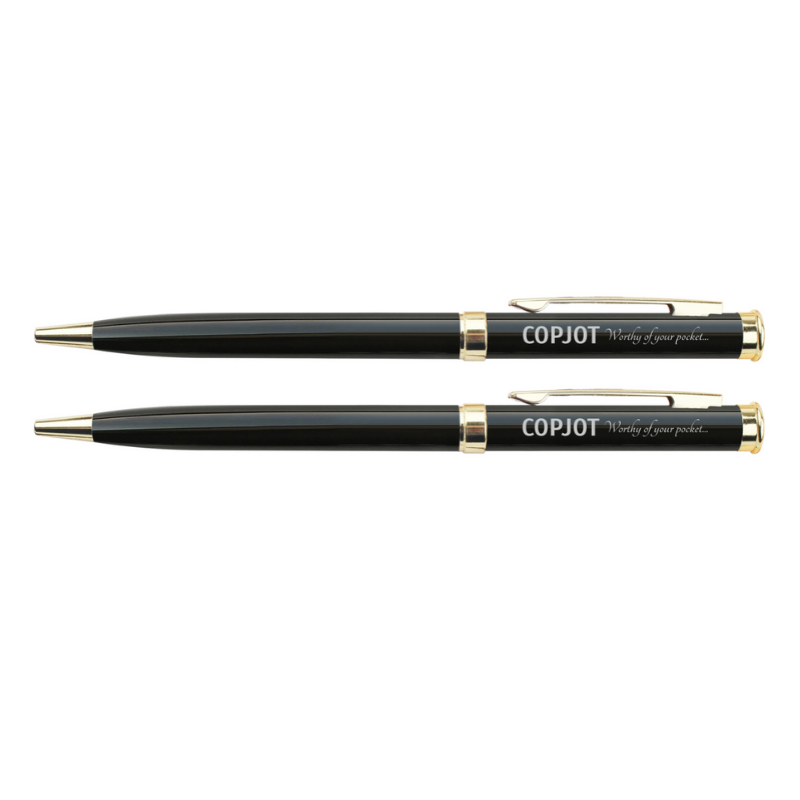 Gold Police Pens, Police Pens Black with Gold Accents, In Stock