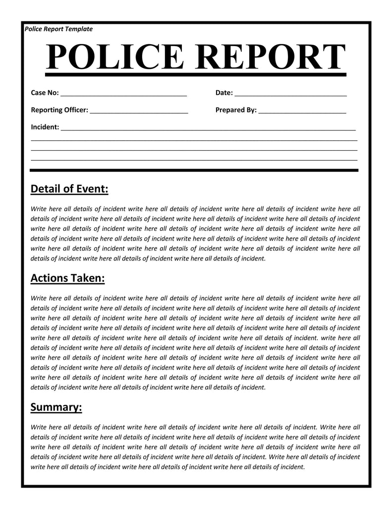Police Report Narrative Example – COPJOT Police Notebooks and Pens